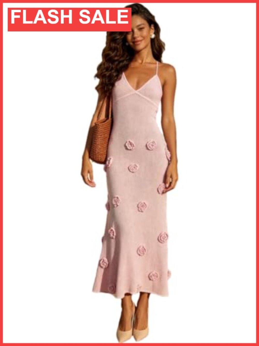 Spaghetti Strap Knit Maxi Dress Bodycon Backless Beach Cover Up